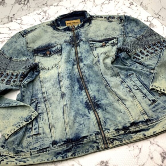 Men's Blue Vintage Washed Fashion Denim Jacket NWT - Picture 7 of 7